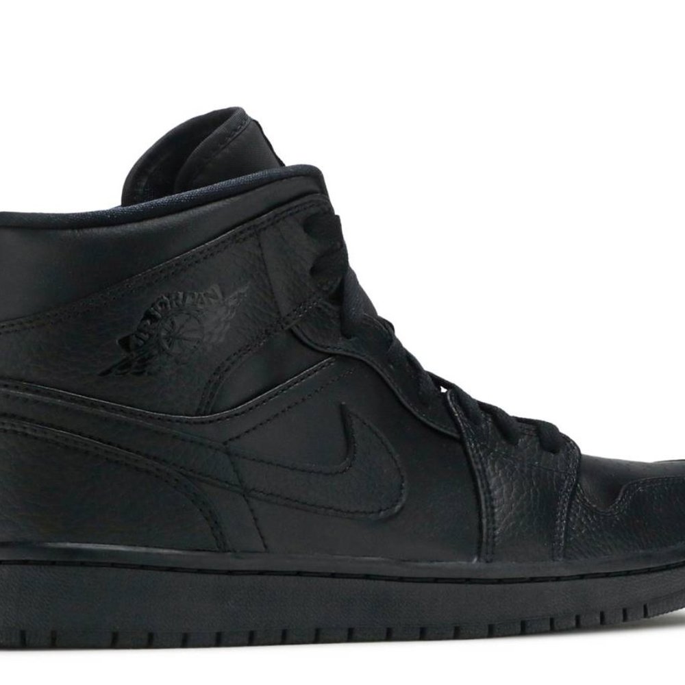 Air Jordan 1 MID 'TRIPLE BLACK' Sneakers Mens 14